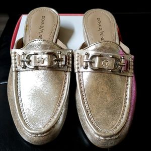 Speckled gold Donald/Pliner mules/slides